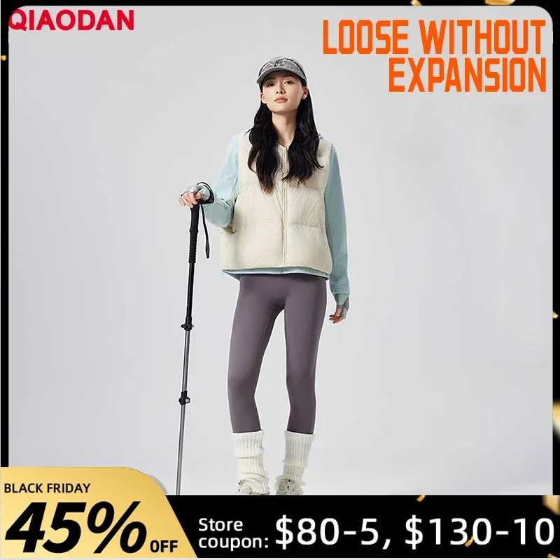 

QIAODAN 2025 Winter New Down Jacket Vest Women's Anti-splashing Hiking Vests Anti-static Inner Vest Warm Jacket QXLKD2254043