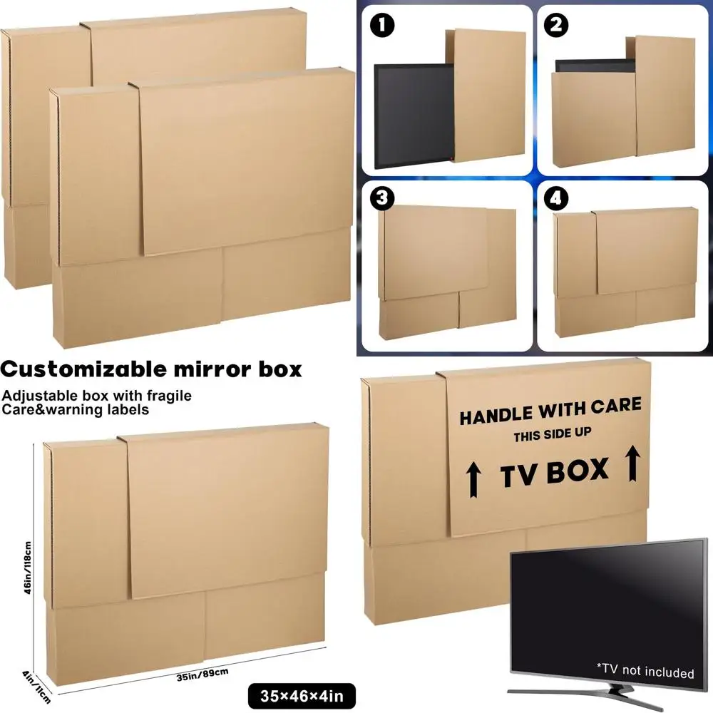 

Adjustable TV Moving Box for 62 Screens, Protective Cases for Artworks and Mirrors, 2 Large TV Covers Included
