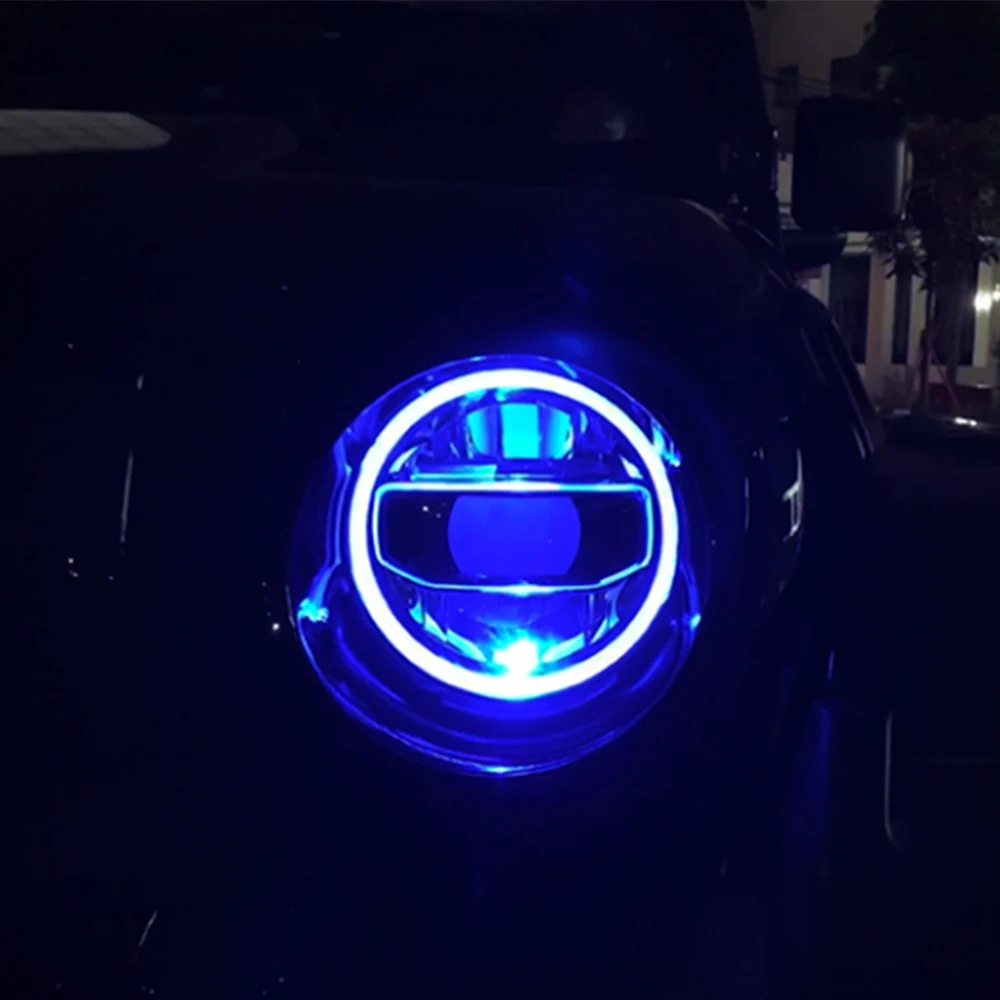 1 para czarnych reflektorów LED ze stopu aluminium z niebieskim do Jeep Wrangler JL 2018+ JL1117