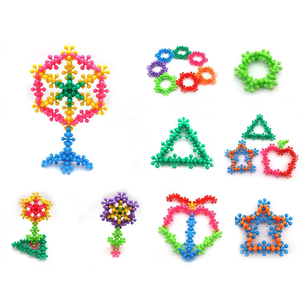 Color Plastic Plum Blossom Building Blocks 3D Rotatable Snowflake Bricks DIY Puzzle Toys Kids Early Educational Boys Girls Gifts