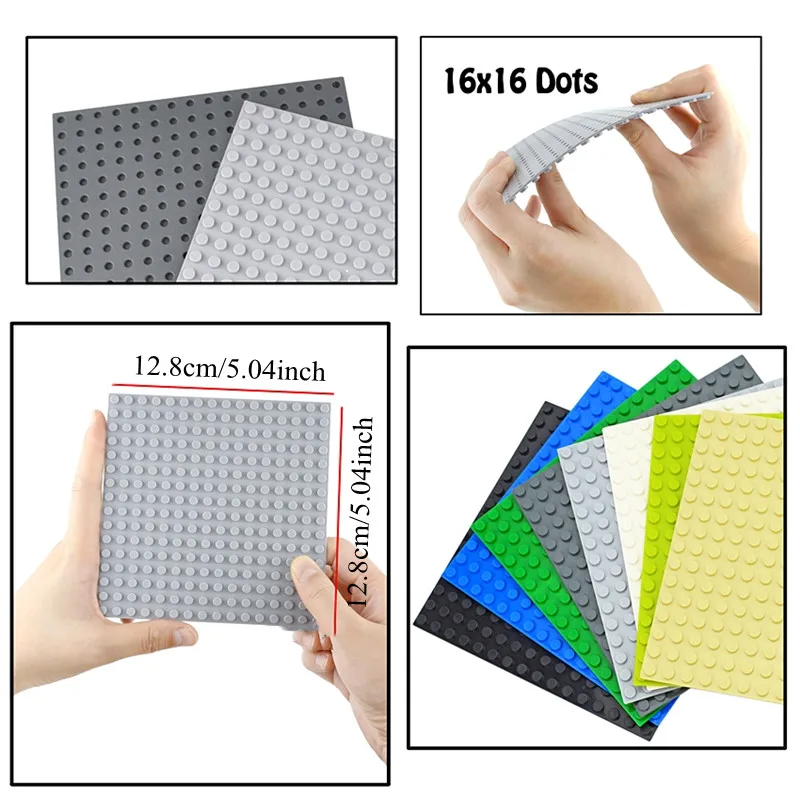 لوح أساسي لبنات البناء 16 × 16 نقطة، لوح قاعدة من الطوب الجسيمي الصغير 12.8 × 12.8 سم، متوافق مع الشخصيات الصغيرة #3
