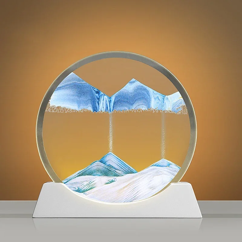 Creative Quicksand Night Light with 3 Colors USB Moving Sand Art Table Lamp 3D Sandscape Flowing Sand Bedside Lamps Home Decor