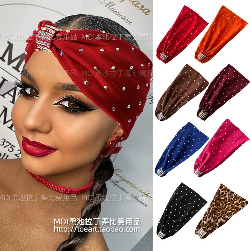 Customized Flash Diamond Latin Dance Headband National Standard Dance Competition Headwear Bundle Female Adult and Children
