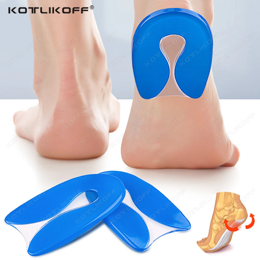 KOTLIKOFF Silicone Gel Heel Insole Foot Pain Relief Gel U-Shape Plantar Fasciitis Heel Protector Heel Spur Cushion Self-Adhesive