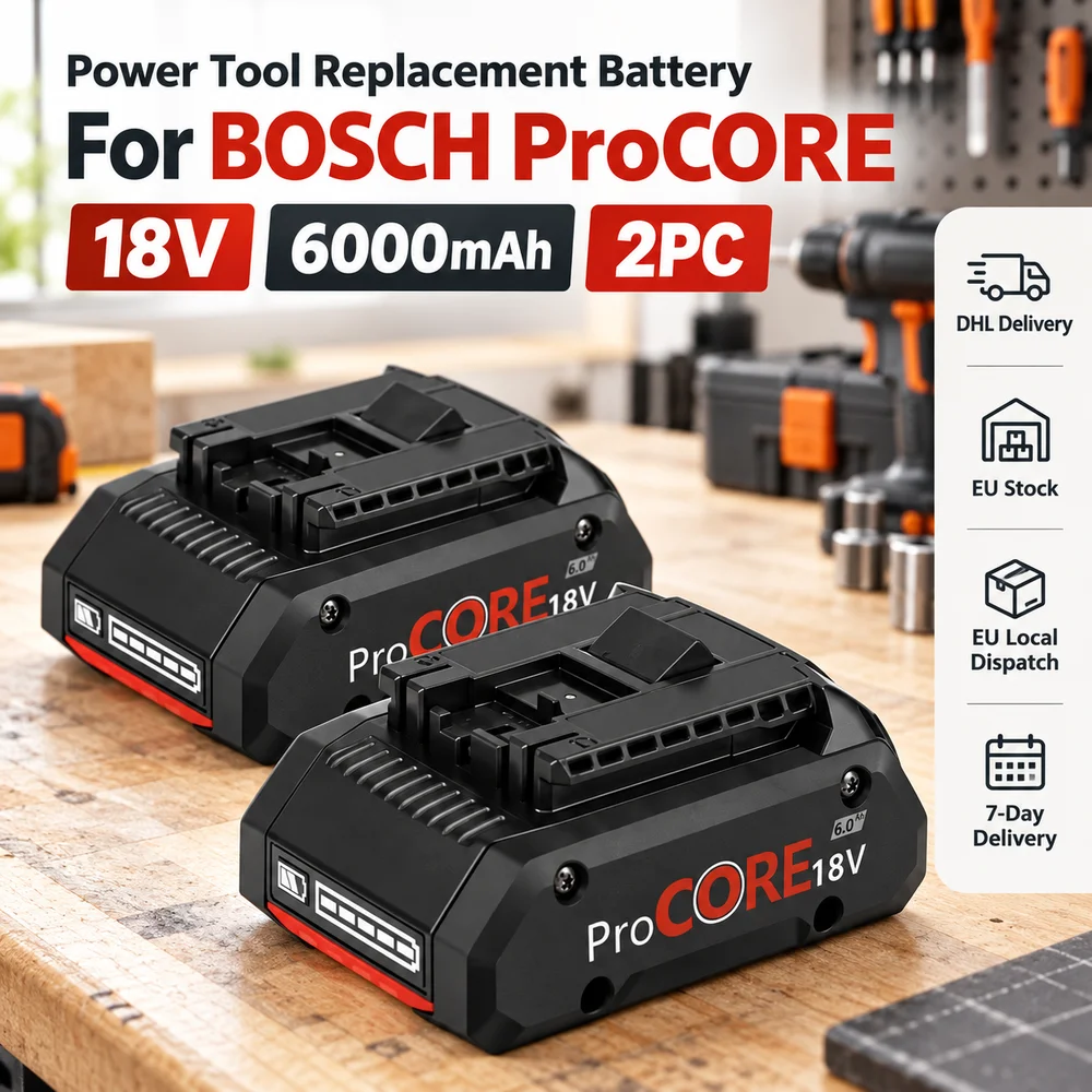 Opzioni di batterie di ricambio per utensili elettrici da 18 V, compatibili con BOSCH ProCORE, batterie agli ioni di litio da 5000 mAh / 6000 mAh / 10000 mAh, modello 21700, disponibili in confezioni