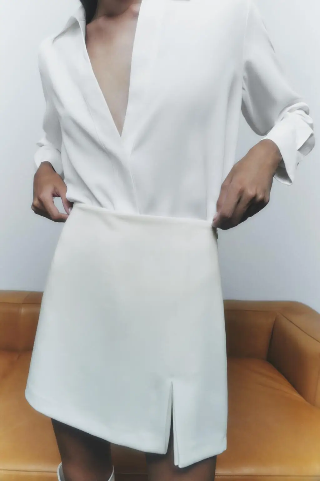 

Autumn Winter New Sle Women's Long Sve Collared Drapey Versatile White irt 366697 25 Loose Fit Pure Color Button Detail