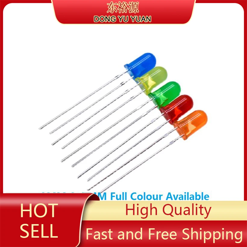 100PCS Light Emitting Diode LED Warm White/Red/Yellow/Green/Blue  5MM/3MM DIP  Bright F5 F3 High Quality Bead