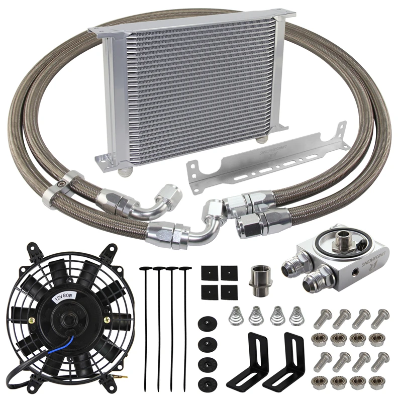 Aluminum Oil Cooler Kit 30/40 Row Universal Bracket 7