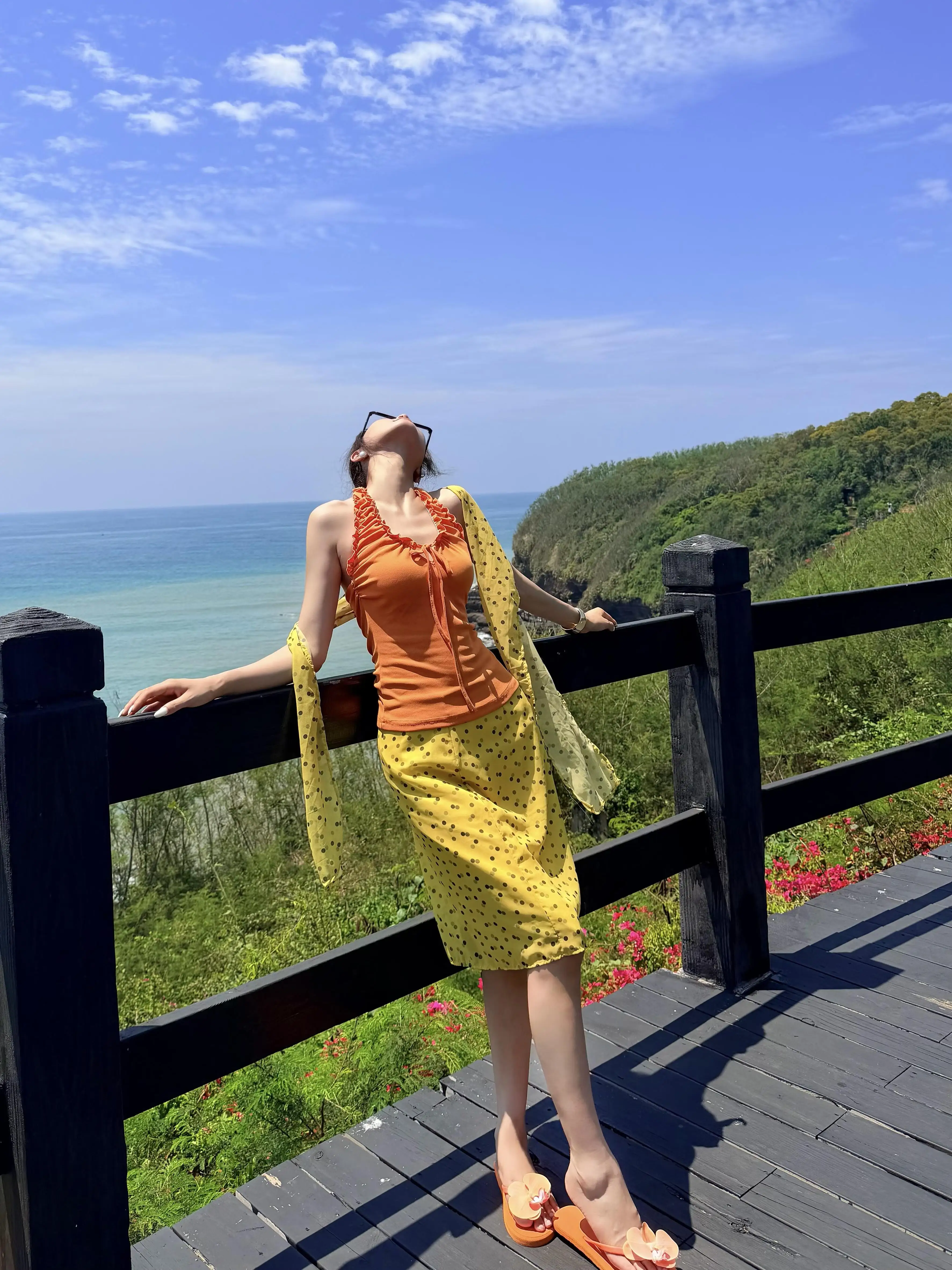 American Style Yellow Chiffon Polka Dot Half Skirt Women's Summer New Hip Covering A-Line Skirt City Commuting Casual Skirt