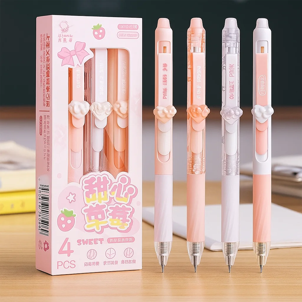 

4 Pcs Cartoon Cute Erasable Pens Ins Style Ink Erasable Gel Pen 0.5mm Aesthetic Neutral Pen School Student Writing Tools