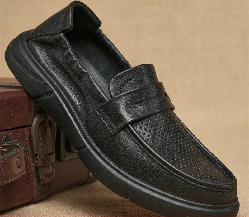 Men's Loafers New Soft Leather One-pedal Casual Leather Shoes Business First-layer Cowhide Doudou Shoes Soft Leather Shoes