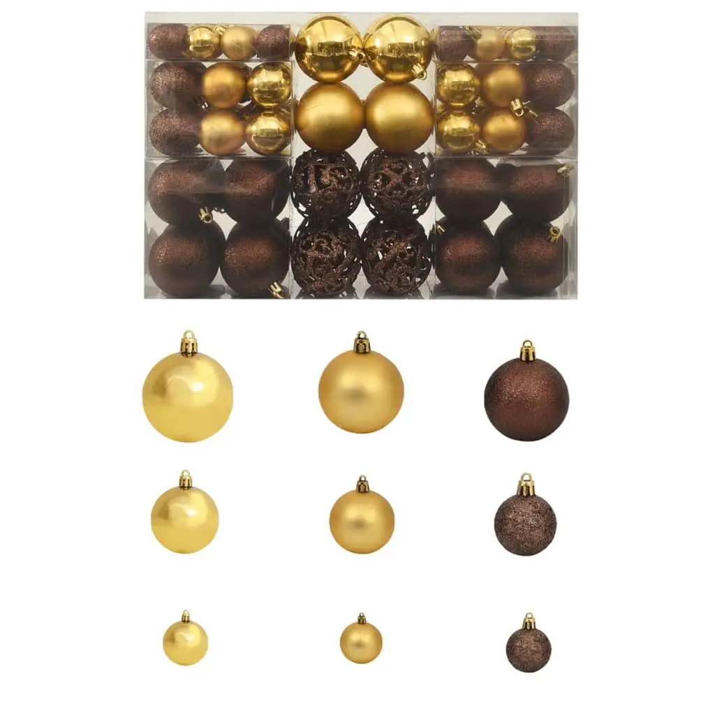 

100-Piece Christmas Ball Ornaments Set - Brown, Bronze & Gold - 1.2/1.6/2.4 Inch Decorative Holiday Decor