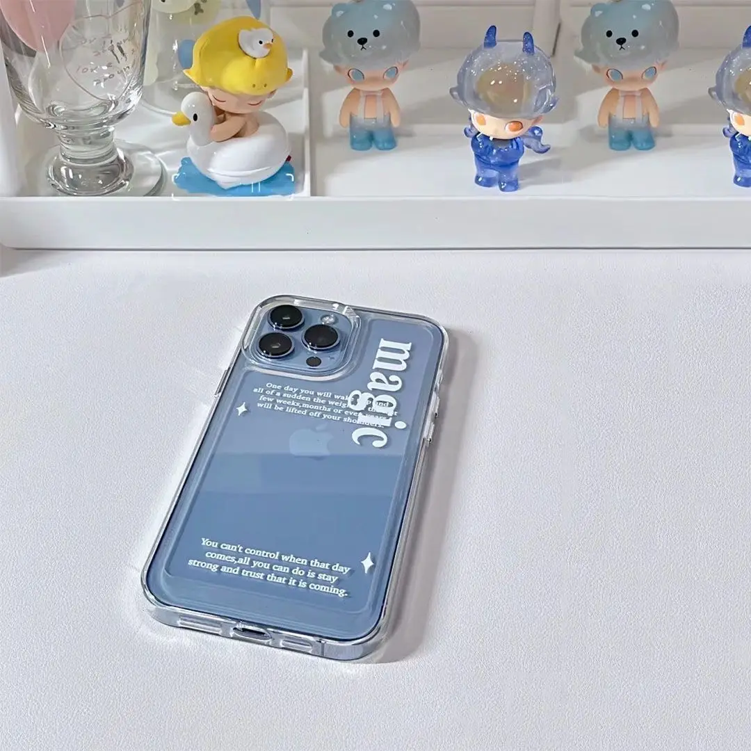クリエイティブなシンプルな英語柄のiPhone 16 15 14 13 12 11 ProMax X XS XR 7 8 Plus用クリア耐衝撃ケースカバー