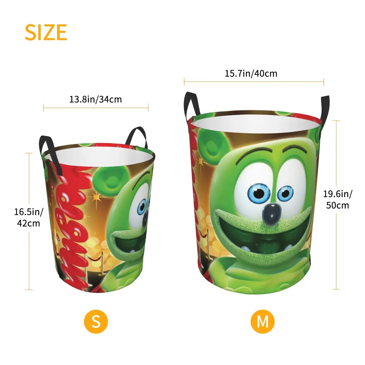 Gummibar The Gummy Bear Redcarpet Folding Laundry Baskets Dirty Clothes Home Organizer Large Waterproof Bucket For Home Kids