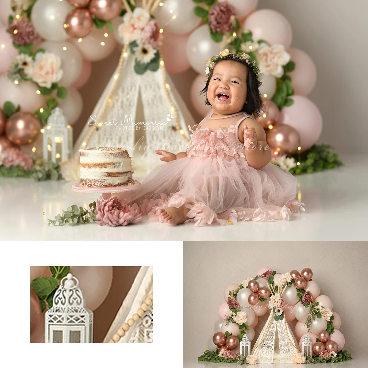 

Rose Flower Arch Backgrounds Birthday Cake Smash Kids Adult Photography Props Child Baby Bohemiane Tents Decors Photo Backdrops