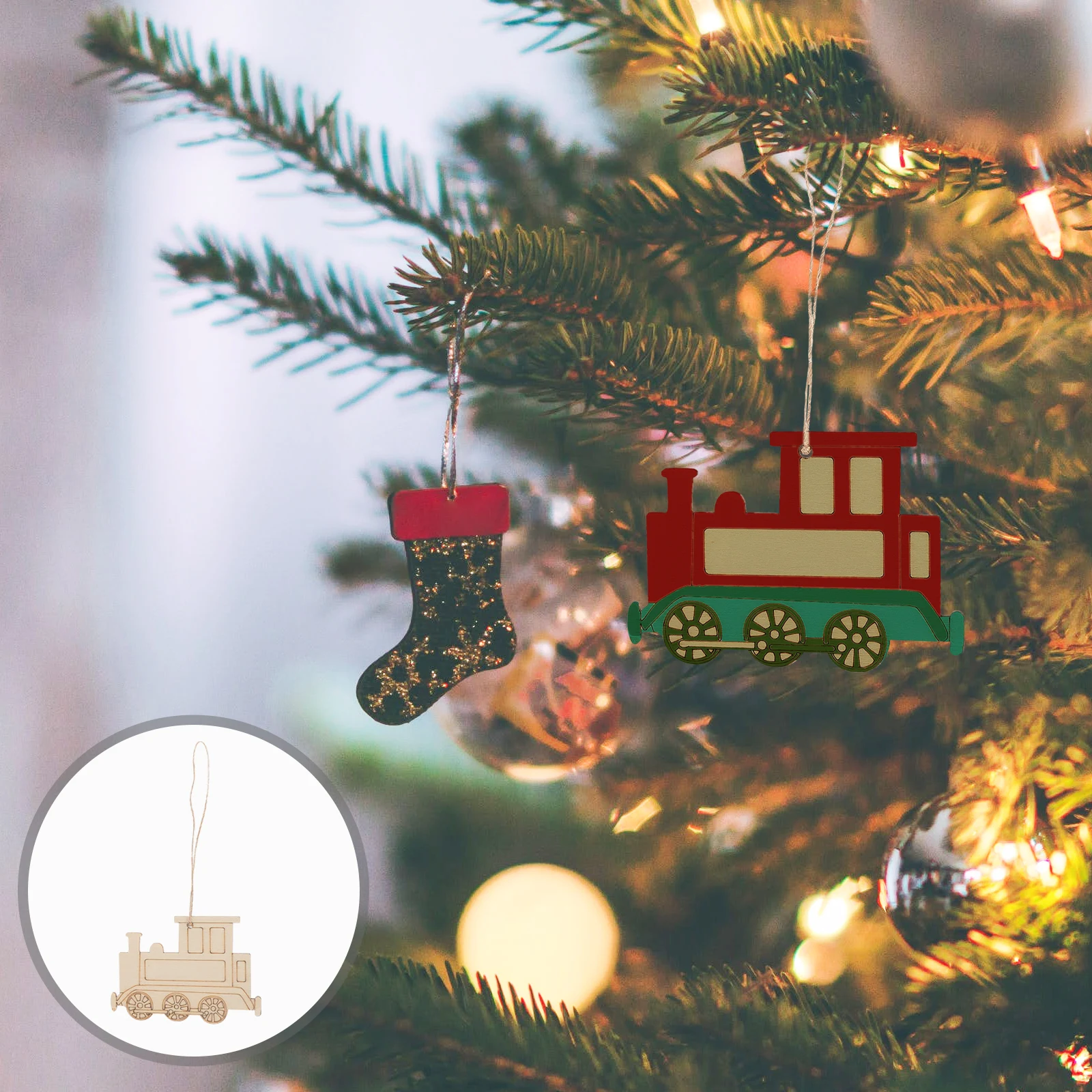 

20pcs Wooden Decorative Hanging Pendant Vintage Ornaments for Christmas Tree Mini Diy Craft Sewing Accessories