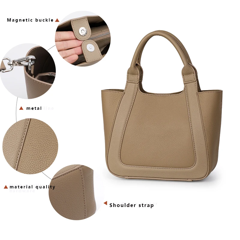 Aidrani  New high-capacity women\'s handbag, made of cowhide, versatile for commuting