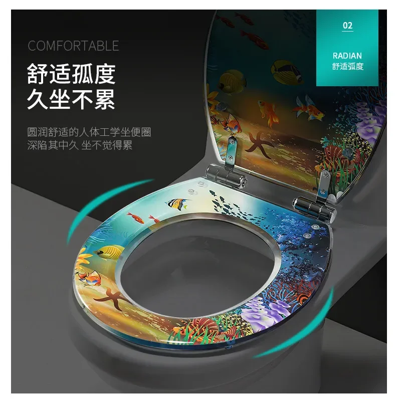 Universal Resin Toilet Seat Cover  Slow Close for U V O Shape Toilets - Replacement Mute Lid