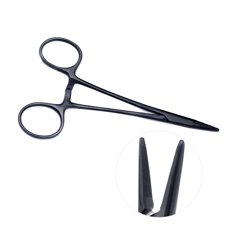 Suporte De Agulha De Aço Inoxidável, Ferramenta De Pálpebra Dupla, Punho Preto De Porcelana, Instrumentos De Cirurgia Cosmética, 12,5 cm