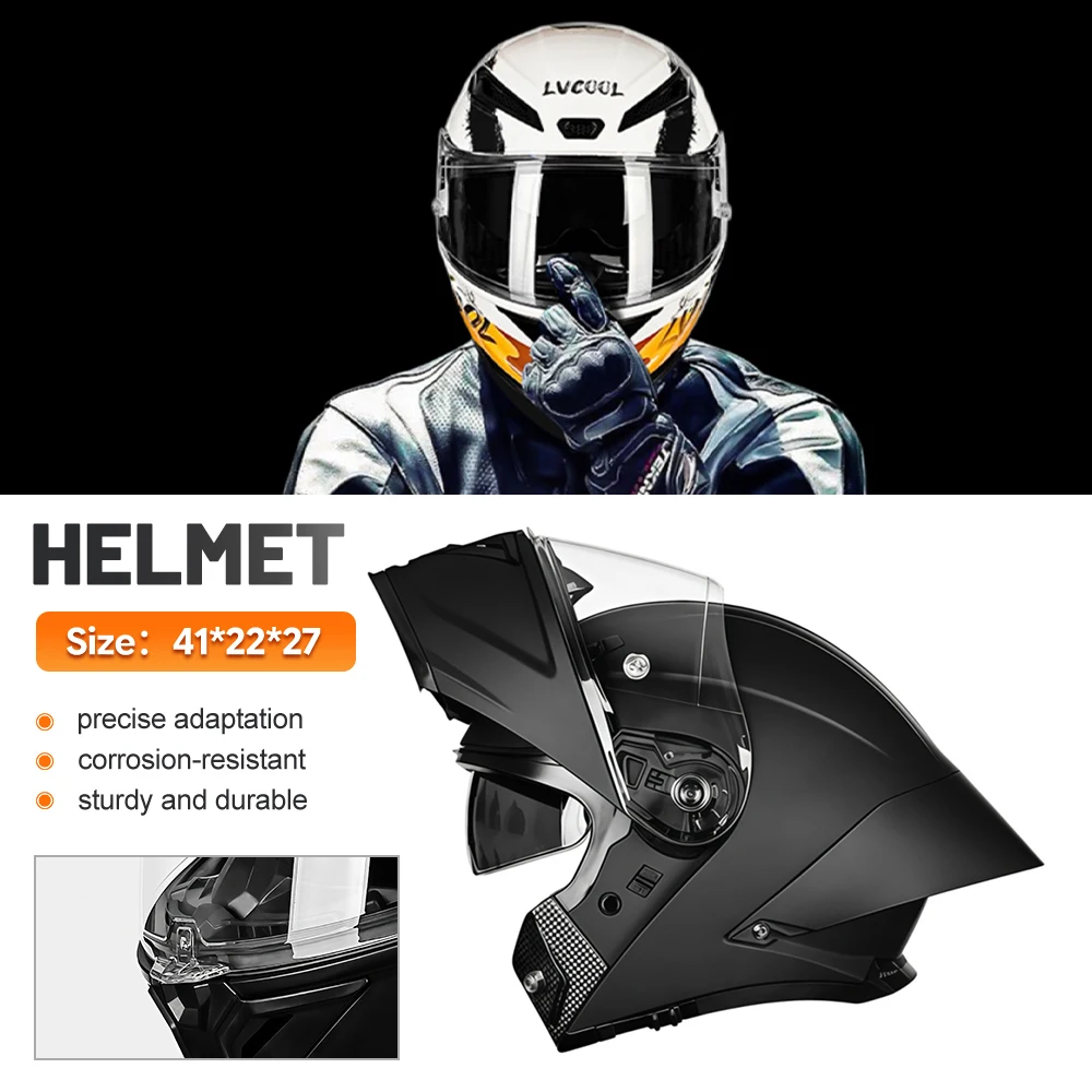 Motorcycle Helmet Modular Flip Up Face Revealing Dual Visor Lightweight ABS Shell DOT Approved Breathable Lining Adult Men Women