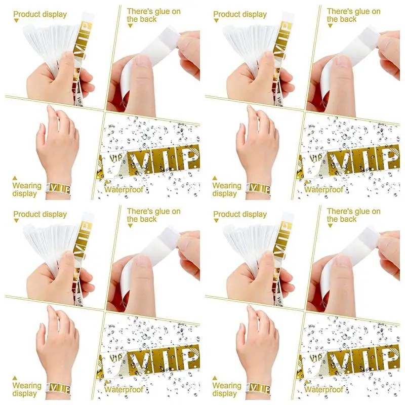 4pack X((500 Pcs VIP Wristbands Event Bracelets Personalized Wrist Bands Colored Waterproof Armband)