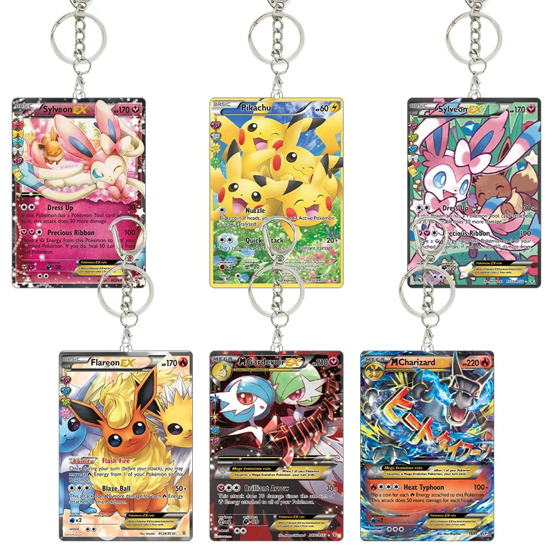 TCG XY Generations Acryl-Schlüsselanhänger Exquisite Sylveon EX Flareon Gardevoir Karten Cosplay-Requisiten Mädchen-Sammlung Festival-Geschenk