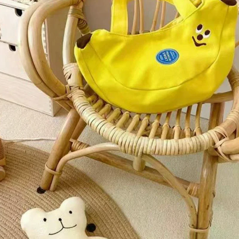 Cute Funny Banana Hand Bag Large Capacity Canvas Bag Small Tote Bags Mother Kids Bags Portable Shopping Bags Purses Handbag Gift