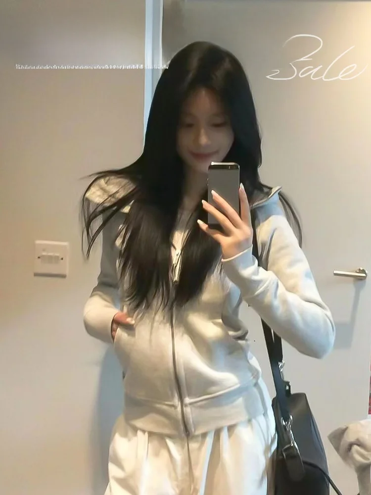 Ay Moletom com capuz feminino primavera outono coreano americano Sle Slim Fit Sport Or Yoga Roupas Or Open Cardigan Top...