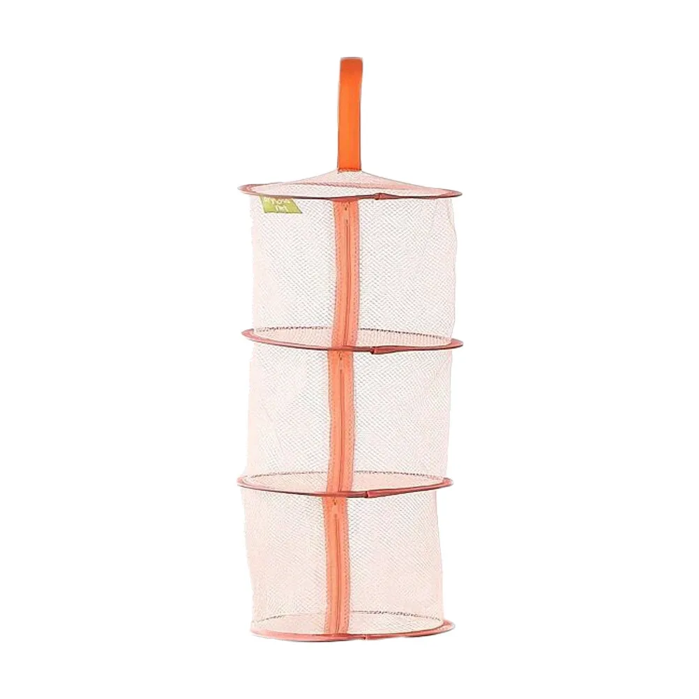 Windproof 3 Tier Underwear Drying Rack Bra Hanging Basket Foldable Ventilation Mesh Steel Frame for Apartment Dorm College