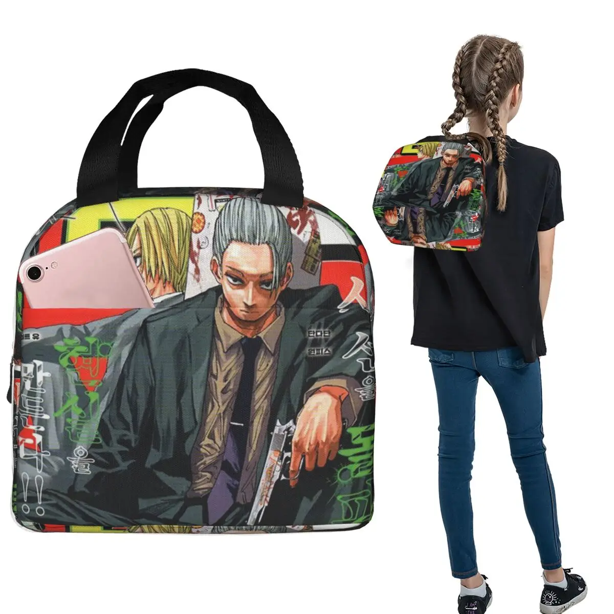 

Anime Sakamoto Days Insulated Lunch Bag for Women Kids Leakproof Food Boxes Thermal Lunch Box Tote