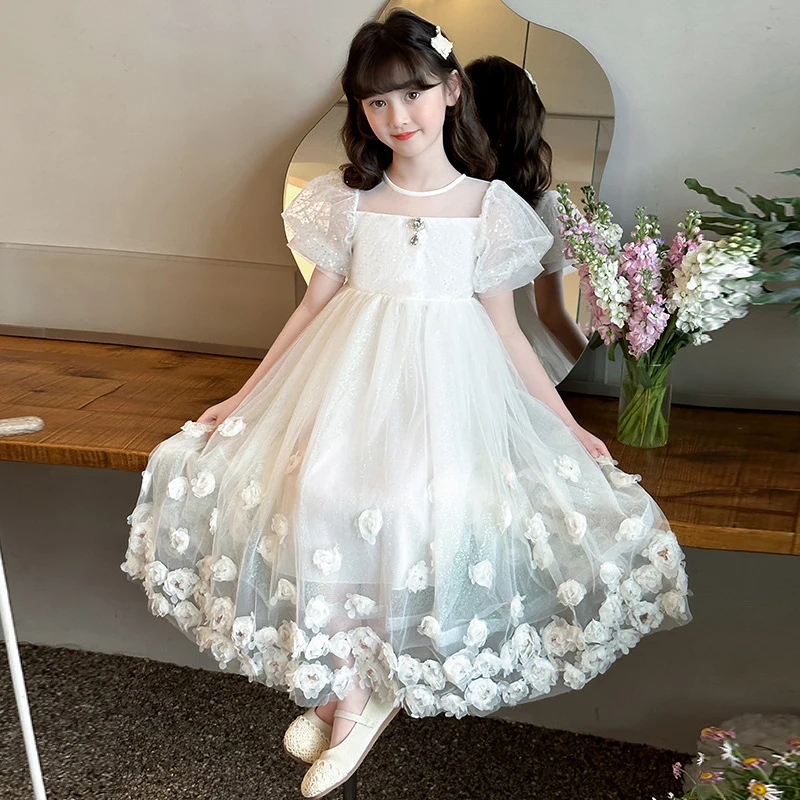 Girls' Dress2026New Summer Collection: Cute and Sweet Palace-Style Princess Puffy Dress for Older Children