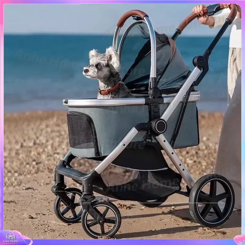 30kg Load Bearing Aviation Aluminum Alloy Waterproof Detachable 3 in 1 Luxury Folding Pet Stroller Travel Dual Purpose Dog