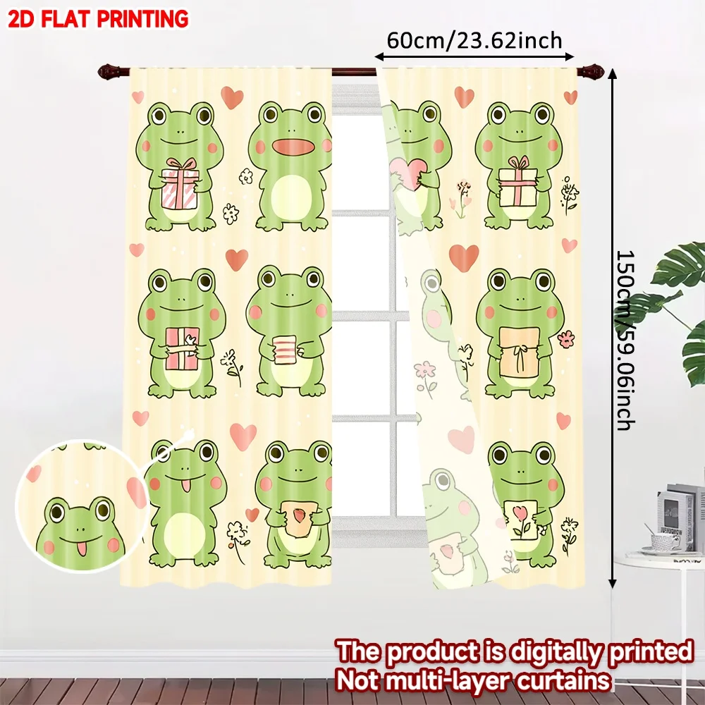 2D flat printing 2pcs Drapes Cute Frogs with Hes Digital Printed Polyester Drapes Party Decorations Use for Festive Portraits
