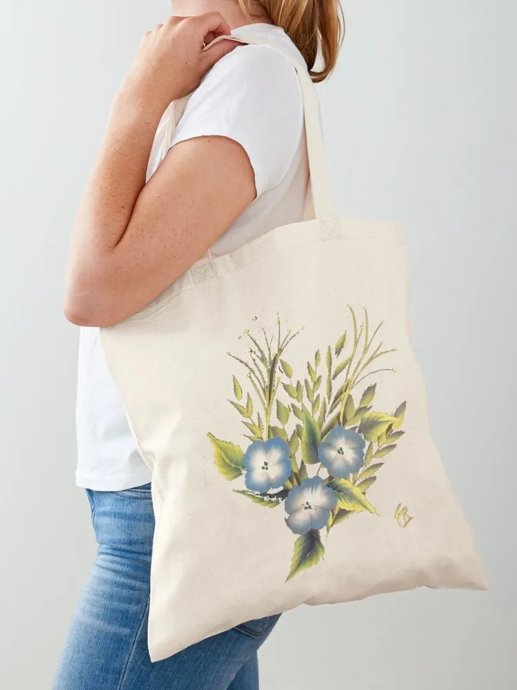 Fall Blue Flowers Tote Bag bag for beach cute tote bag Big shopper bags for women