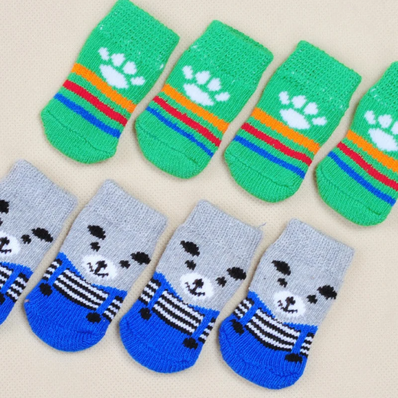 S/M/L/XL Cute Cartoon Pet Socks Warm Dogs Pet Knits Socks Anti Slip Skid Bottom Warm Puppy Soft Shoes Breathable Dog Accessories