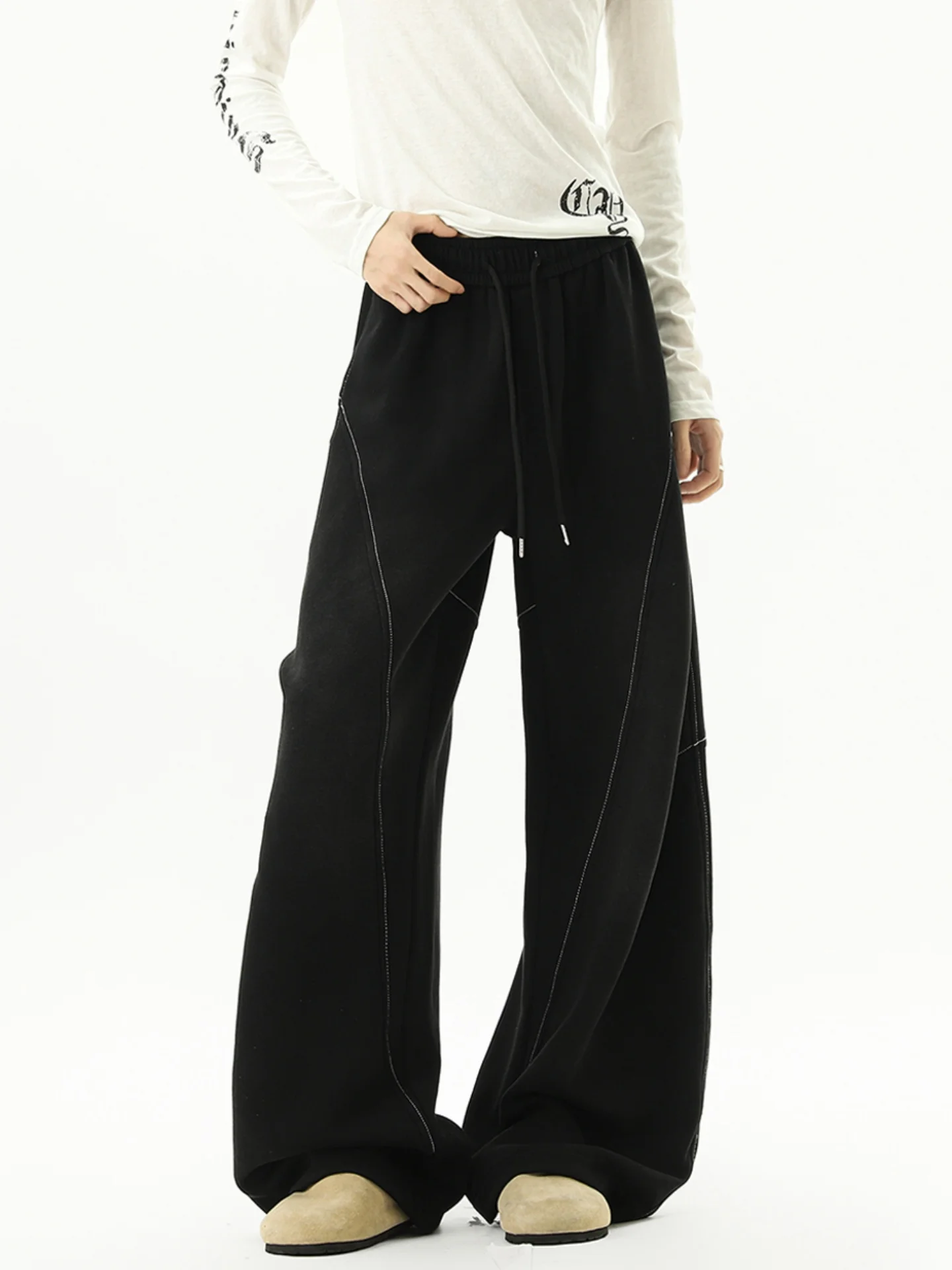 

Waed Heavyweight Men's Loose Straight Leg Pants American Cleanfit Trousers Draped Wide Leg Pants Casual Faion Brand