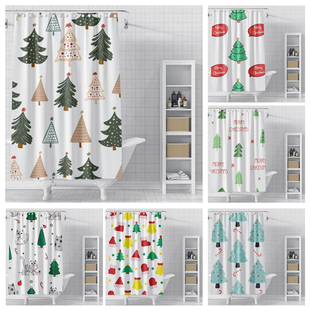 Home decoration shower curtains for bathroom waterproof curtain fabric Modern Nordic style Living Room Merry Christmas winter