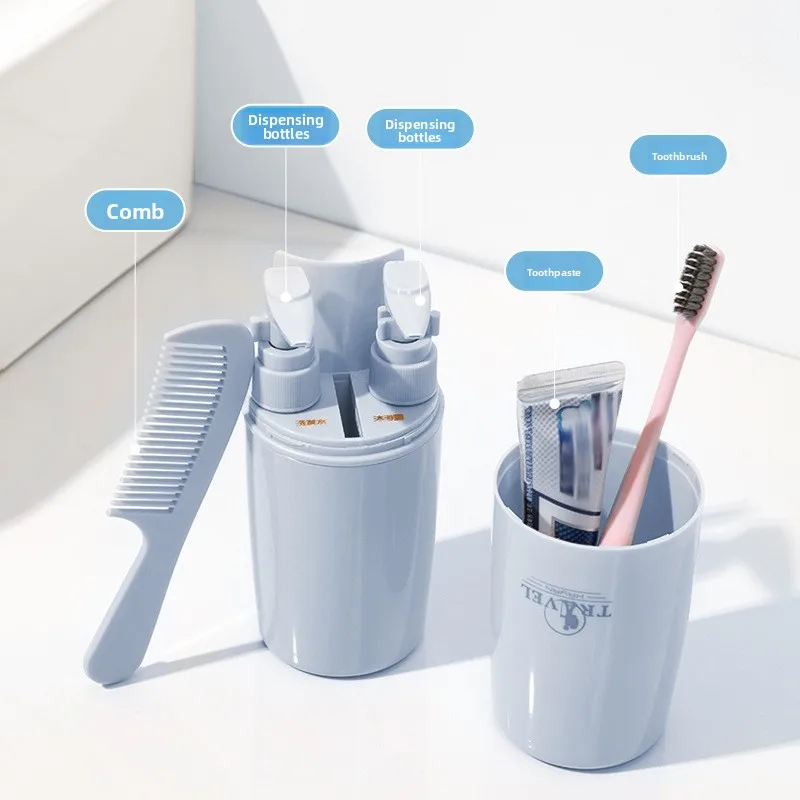 Haiying Travel Wash Cup Outdoor Portable Toothbrush Box Mouthwash Cup Creative Travel Standing Wash Set Toothbrush Cup - view 2