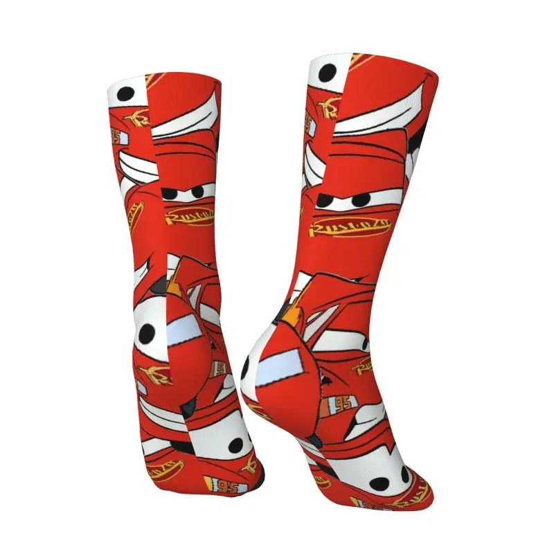 Cool Lightning McQueen Collage Socks Women Men Warm 3D Printed Happy Cars Sports Basketball Socks