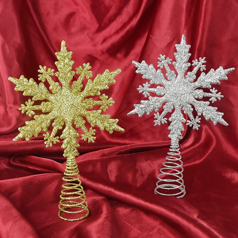 1Pc Golden Snowflake Star Christmas Tree Top Christmas Decorations For Home Xmas Tree Decor Navidad 2024 New Year