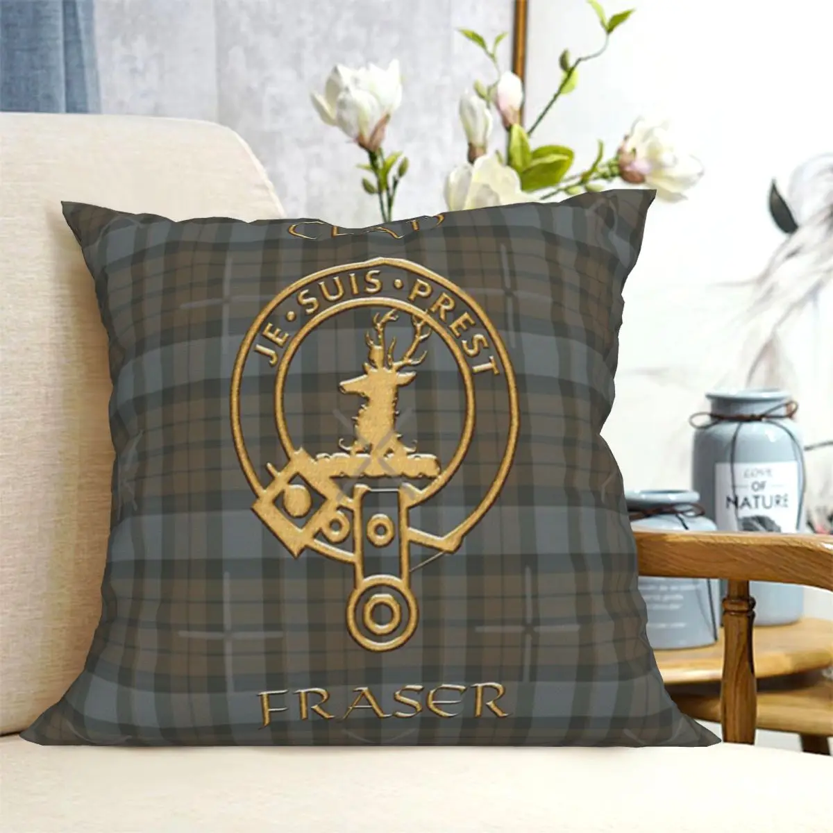 Shield Clan Fraser - Je Suis Prest Pillowcase Home Decoration Living Room Sofa Cushion Cover Car Pillowcase Waist Pillowcase