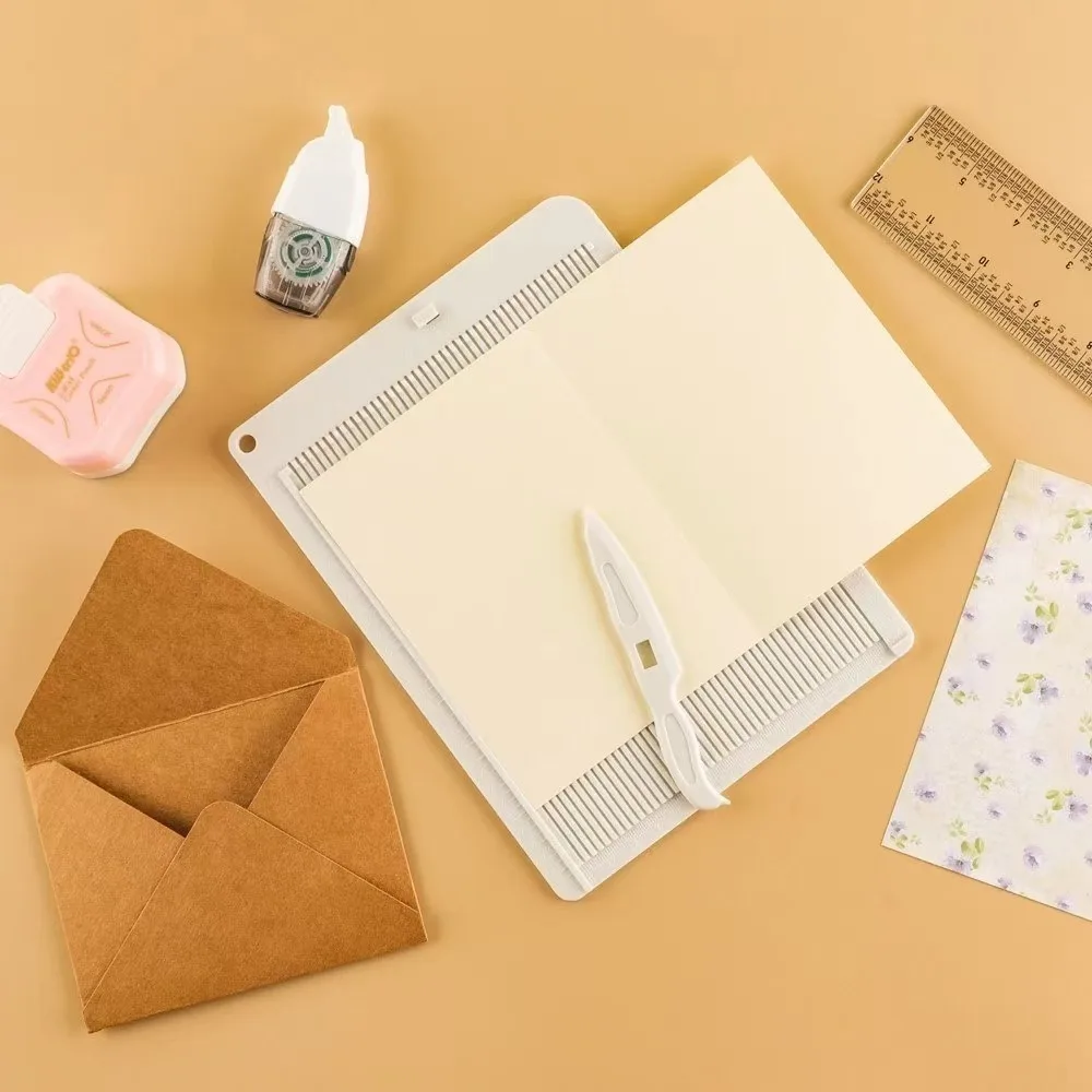 Placa Manual de Vinco para Papel com Cortador, Ferramenta de Origami para Scrapbooking, Criação de Cartões e Artesanato em Papelaria