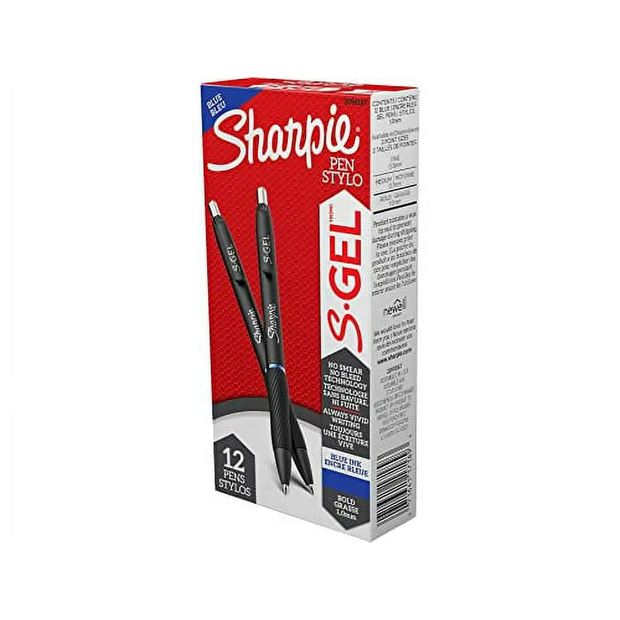 

S-Gel High-Performance Gel Pen, Retractable, Bold 1 Mm, Blue Ink, Black Barrel, Dozen