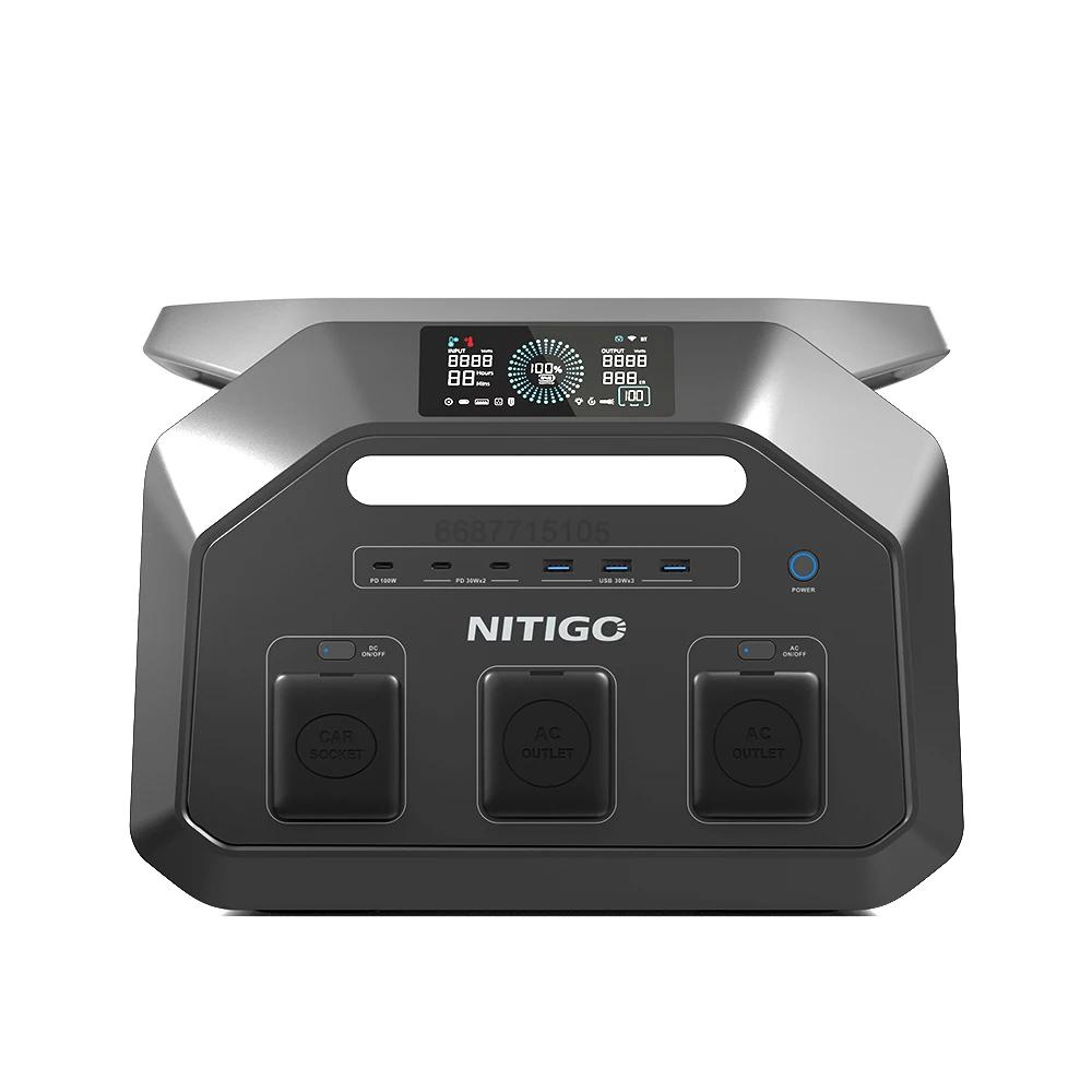 NITIGO 1800W – przenośna stacja zasilania do użytku na kempingu, generator energii słonecznej, 1024 Wh, przenośna stacja zasilania z akumulatorem LiFePO4 klasy EV, stacja do ładowania, ponad 4000 — 2
