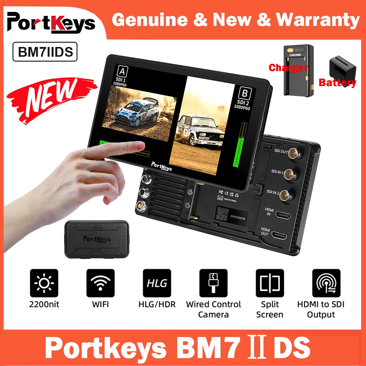 

Portkeys BM7IIDS 7″ 2200nit Ultra Brightness Touchscreen Camera Field Monitor 4K HDMI 3D LUT for BMPCC KOMODO SONY DSMC2 DSMC3