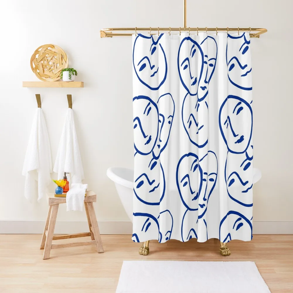 

Matisse Print - Faces - Blue Shower Curtain Shower Waterproof Shower Set Bathroom Decor Curtain