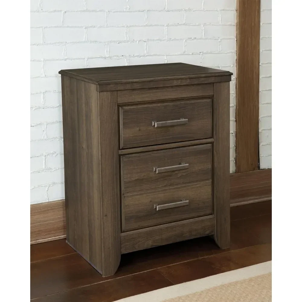 Bed Table, 2 Drawer Nightstand Storage Locker Bedside Table for Bedroom Furniture, Living Room, Dark Brown