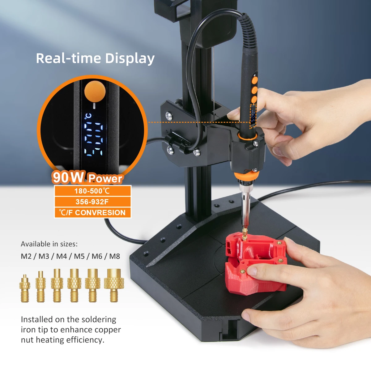 Kit de herramientas de inserción térmica Stealth Press, kit de soldadura con punta de soldador para inserción de roscas y tuercas M2 M3 M6 M8 para piezas de impresora 3D