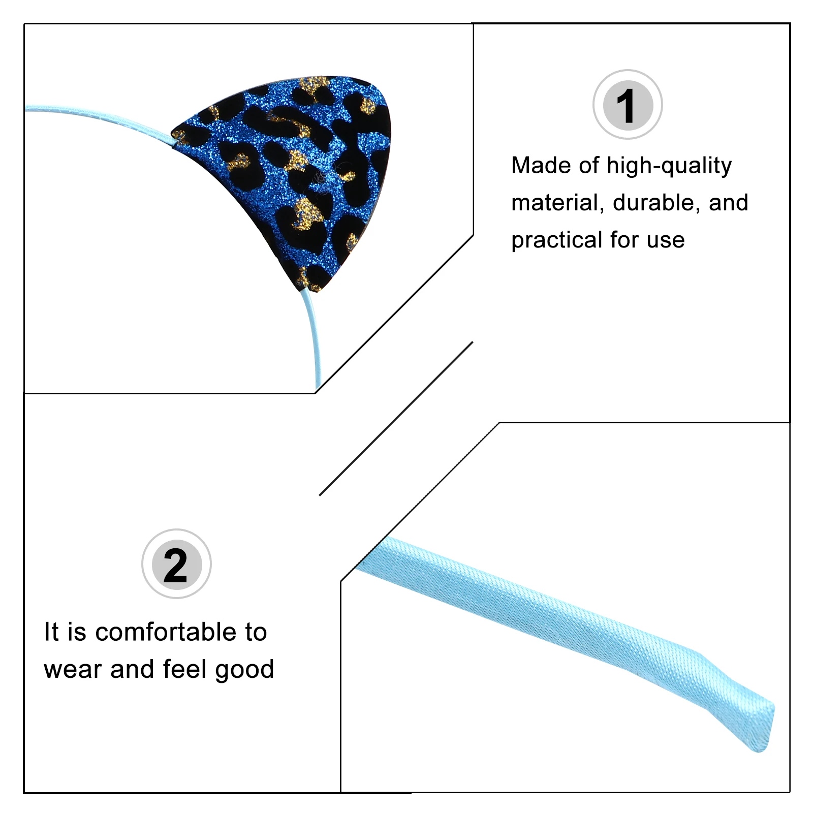 

4 Pcs Cat Ears Headwear Bands Glitter Hair Hoop Women Headband Christmas Fabric Bride Accessories