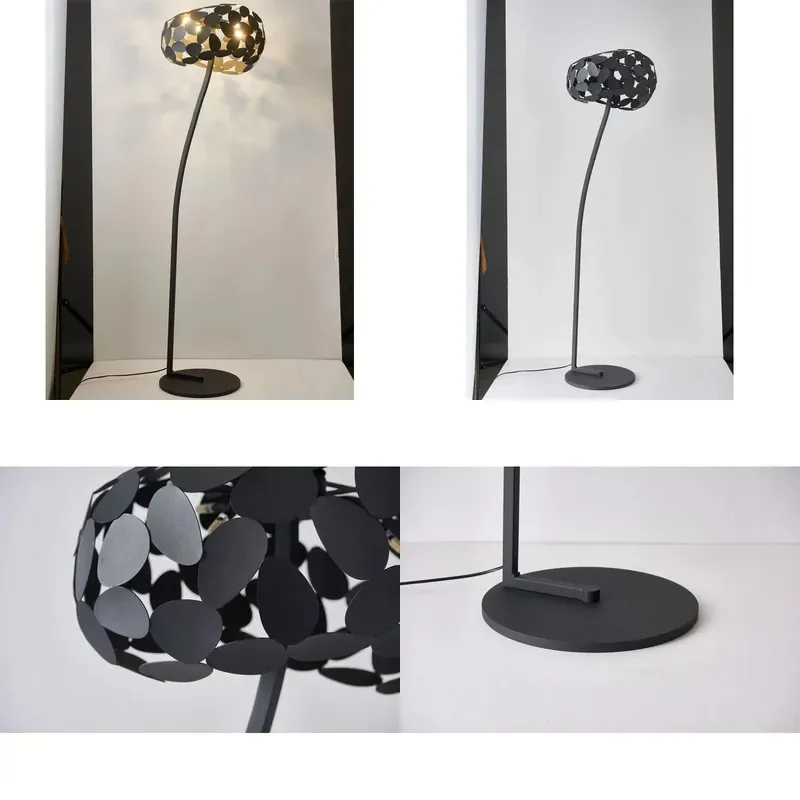 Nordic Luxury Stainless Steel Floor Lamp Titanium Black Modern Standing Light for Living Room Bedroom Home Decoration